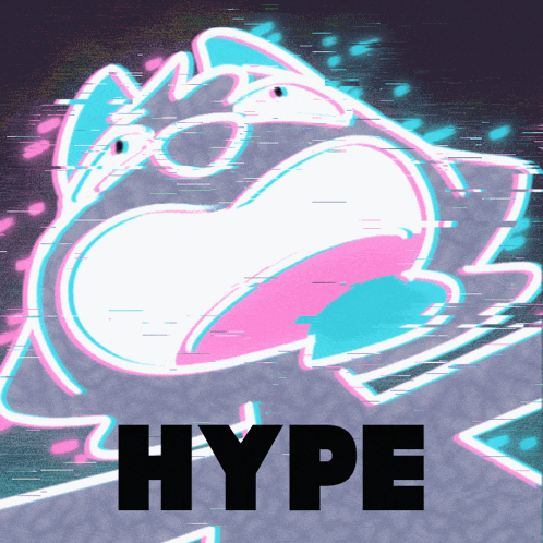 a poster with a shark and the word hype in black