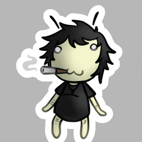 a cartoon of a person smoking a cigarette with smoke coming out of his mouth
