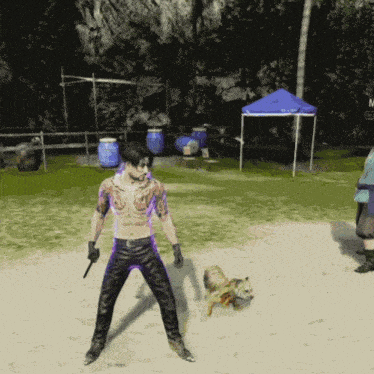 a man in a video game with a tattoo on his chest