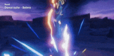 a purple and blue background with the words dance suite bolero