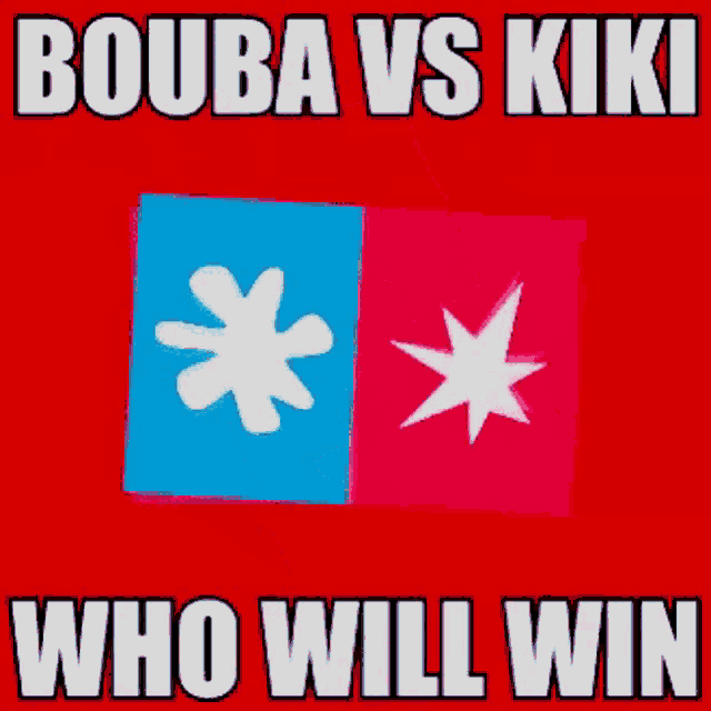 a red background with the words bouba vs kiki who will win on it