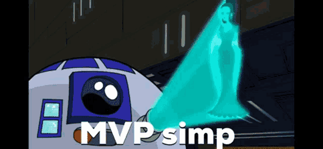 a cartoon character with the words mvp simp on the bottom right