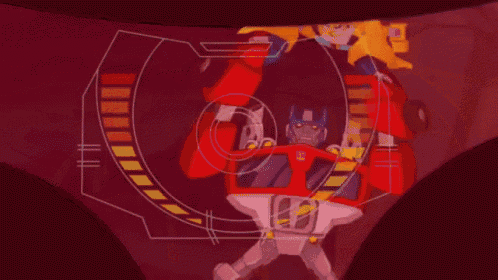 a group of transformers are sitting in a room with a purple background .