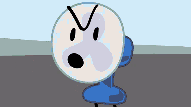 a cartoon drawing of a blue number four with a sad look on his face