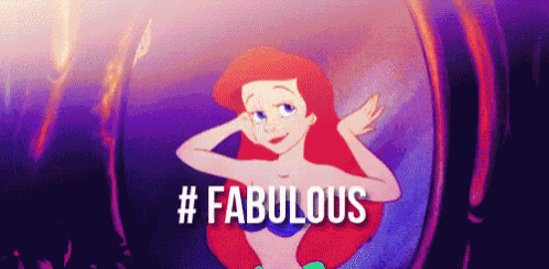 a cartoon of ariel from the little mermaid with the words #fabulous behind her