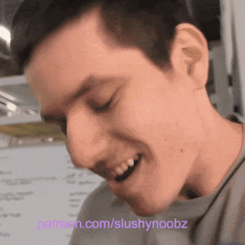 a close up of a man 's face with the words patreon.com/slushynoobz visible