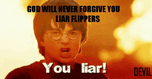 harry potter says god will never forgive you liar flippers