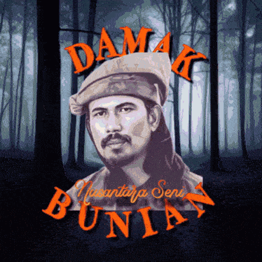 a drawing of a man with the words damai nusantara seri bunia on the bottom
