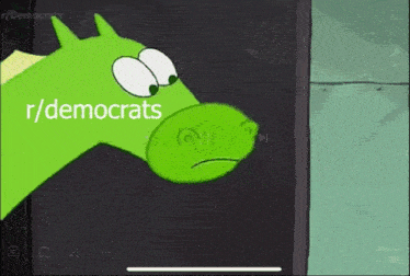 a cartoon of a green horse with the words r / democrats written on it