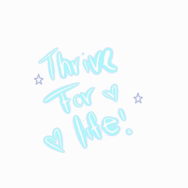 a neon sign that says thrive for life with hearts and stars
