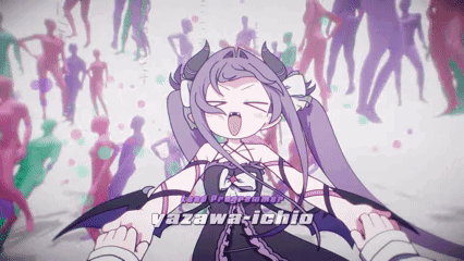 a cartoon of a girl with purple hair and the name vazawa-ichio