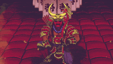 a cartoon drawing of a samurai with a sword