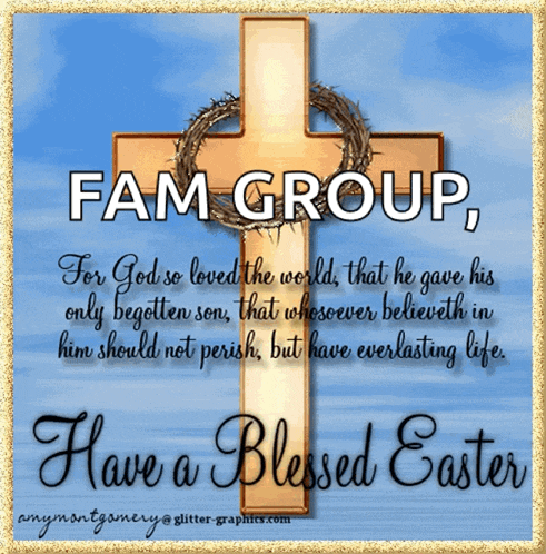 a cross with a crown of thorns surrounded by the words fam group