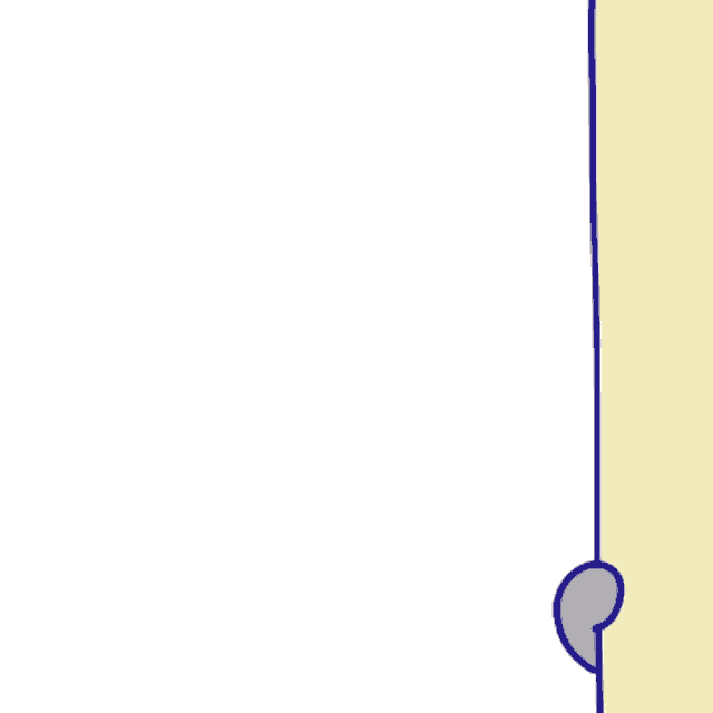 a cartoon cat is peeking out from behind a yellow wall