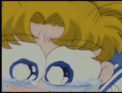 a close up of a cartoon character 's face with tears running down his face