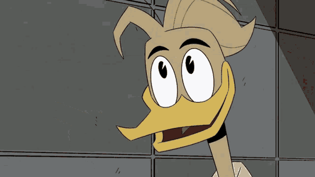 a cartoon duck is giving the middle finger and smiling