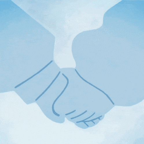 a drawing of two people shaking hands with the letters r and i visible