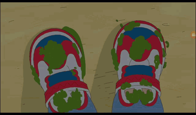 a cartoon of a person 's feet covered in green slime