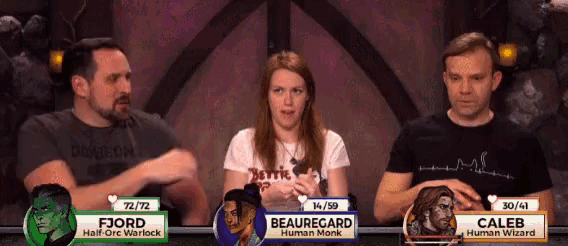 three people are playing a game called dungeons and dragons and one of them is beauregard