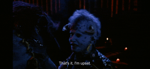 a person with horns on their head says " that 's it i 'm upset "
