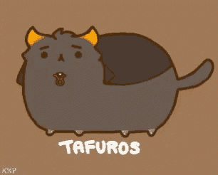 a cartoon drawing of a cat with the name tafuros on the bottom