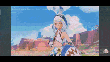 a screenshot of a video game shows a girl in a bunny outfit