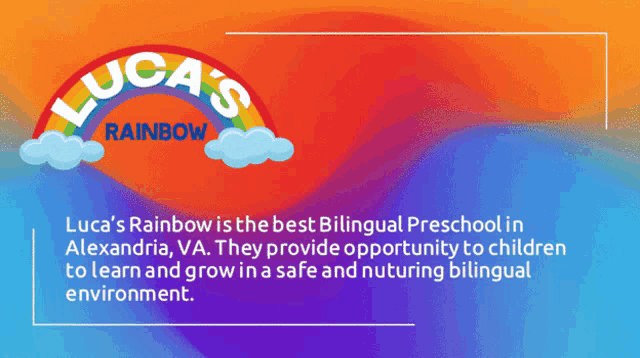 an advertisement for luca 's rainbow in alexandria va