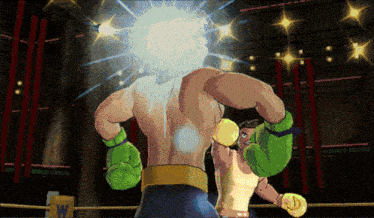 two boxers are in a ring with a sign that says world circus on it