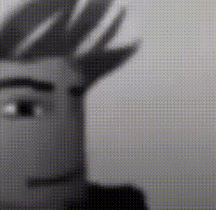 a black and white photo of a cartoon character 's face with a beard and a mustache .