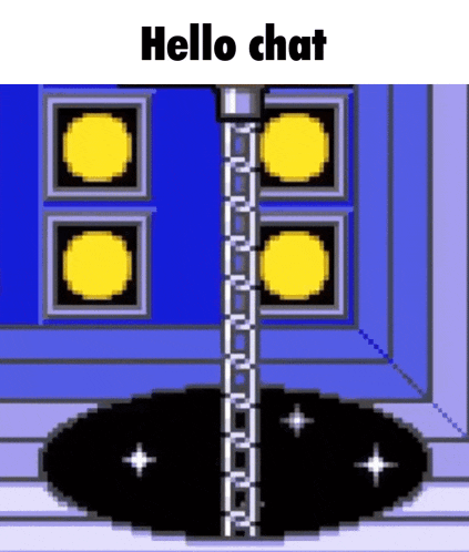 a pixel art of a pole with the words hello chat written on it
