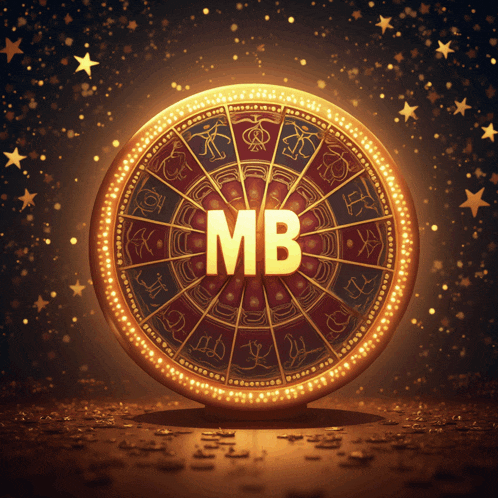 a glowing circle with the letter mb on it