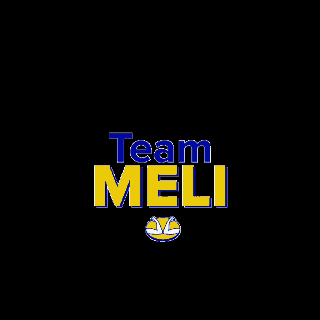 a blue and yellow logo that says team meli on a black background