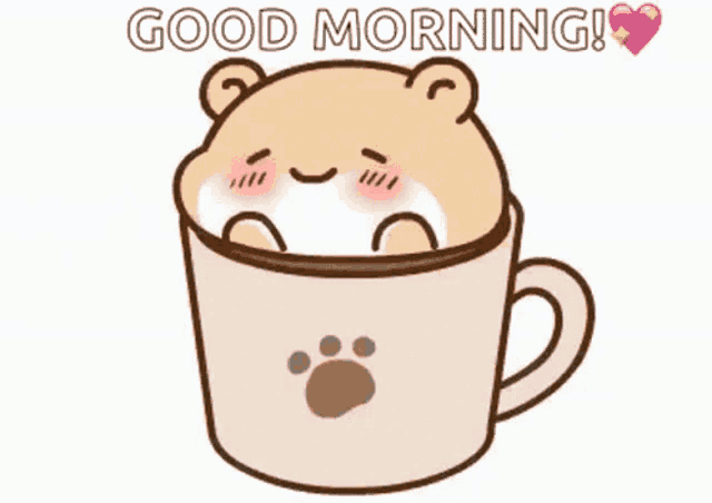 a cartoon of a teddy bear in a cup of coffee