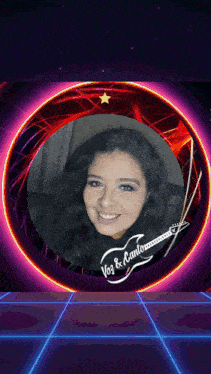 a picture of a woman with the words voz & canto written on it