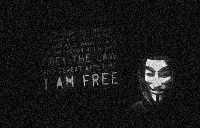 a black and white image of a man in a mask with a quote that says i am free