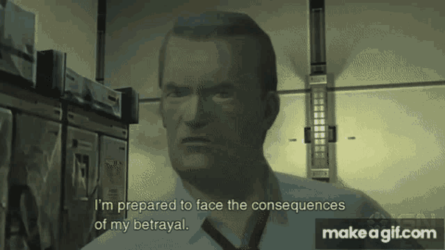 a man in a video game is talking about his betrayal
