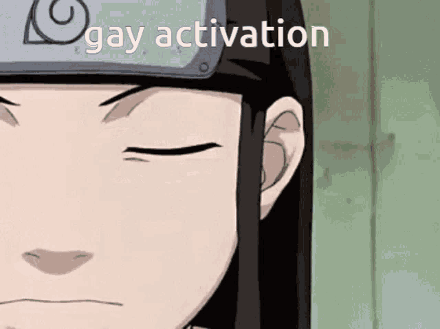 a close up of a person 's face with the words gay activation on the bottom