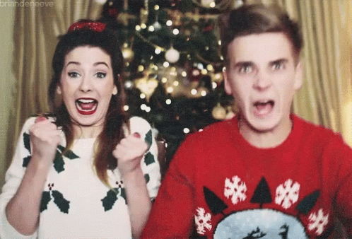 Christmas Outfit Christmas Sweaters GIF - Christmas Outfit Christmas Sweaters Yay GIFs