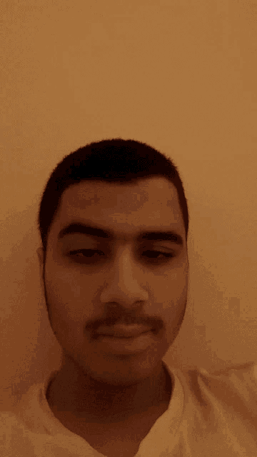 a man with a mustache is taking a selfie