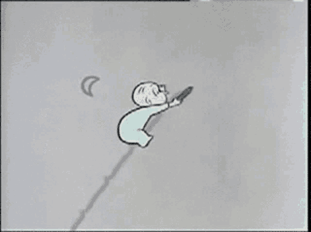 a drawing of a baby on a rope with the moon in the background