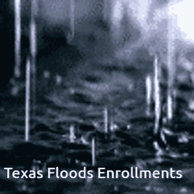 texas floods enrollments is displayed on a black and white photo