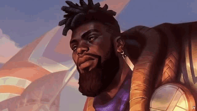 a painting of a man with a beard and dreadlocks