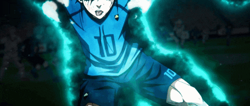 a soccer player wearing a blue jersey with the number 10 on it