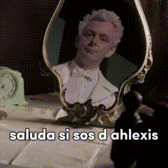 a man is looking at himself in a mirror and the words saluda si sos d ahlexis are below him