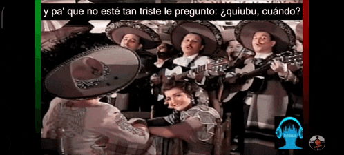 a group of mariachi players are playing their instruments and a woman is hugging them