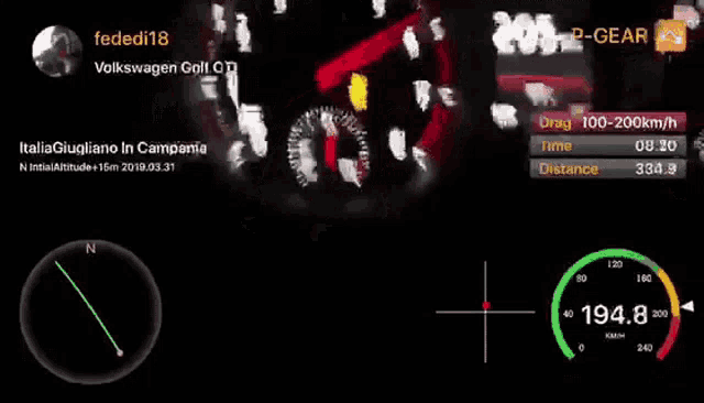 a screenshot of a speedometer with the words fededi18 volkswagen on the top