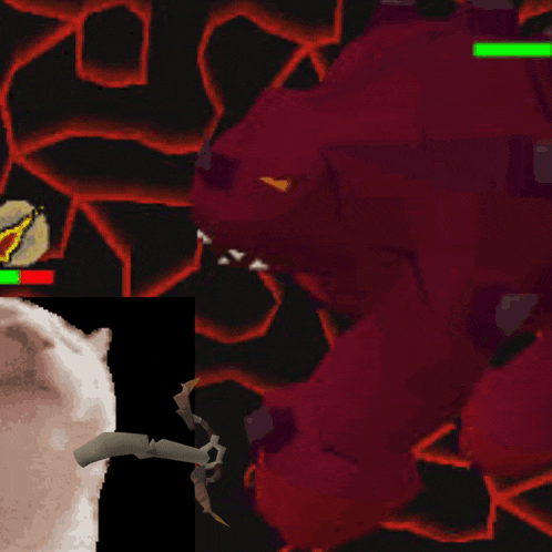 a screenshot of a video game with a red monster in the middle