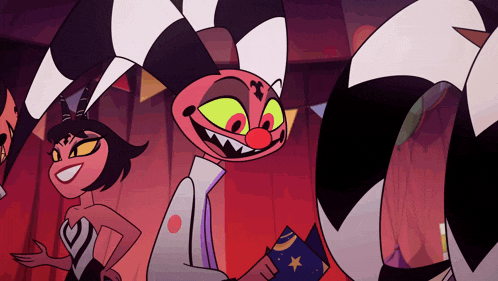 a cartoon character with a clown nose is smiling