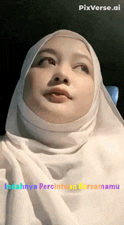 a woman wearing a white hijab with pixverse.ai on the bottom