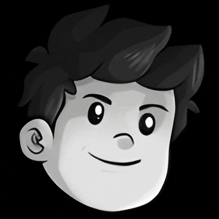 a black and white drawing of a boy 's face with a smile on his face